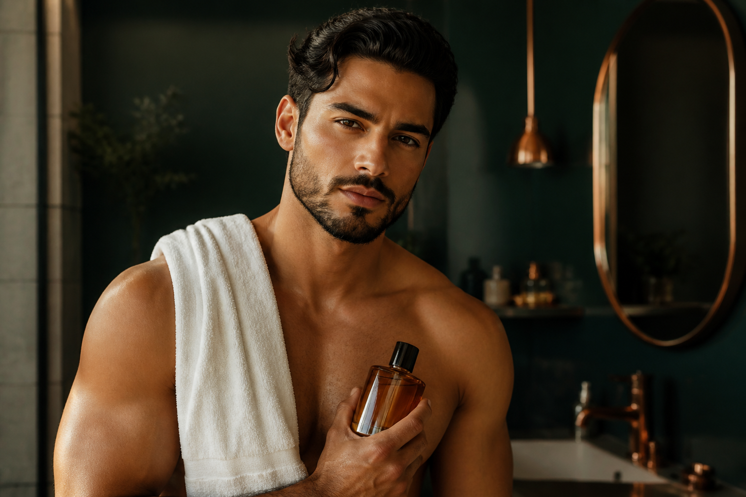 Latino man with aftershave